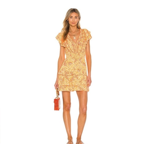 Poupette St Barth Camila Mini Dress Yellow Hortensia M - Picture 8 of 8